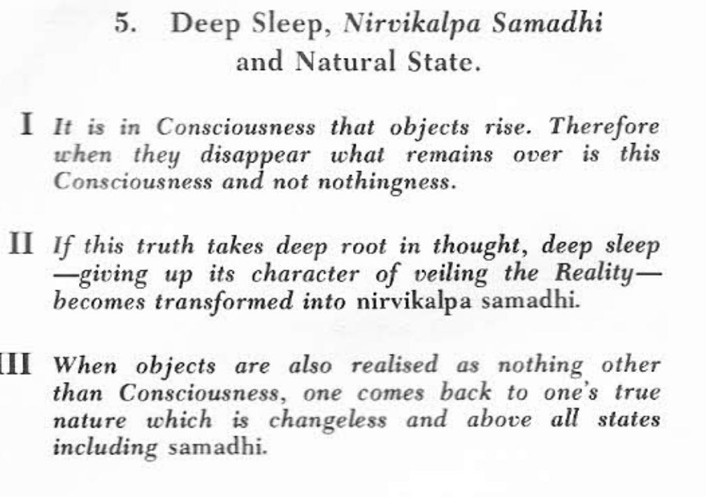 Deep Sleep, Nirvikalpa Samadhi and Natural State.